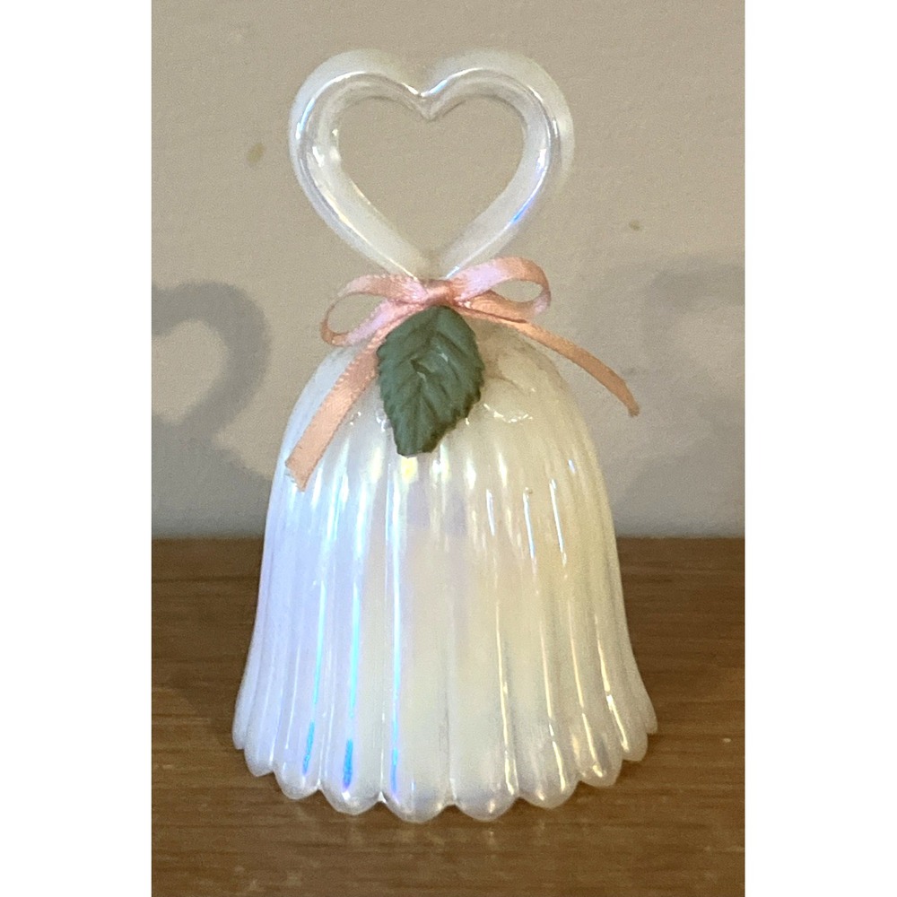 Fenton Glass Pearly Sentiments Opalescent Iridescent Bell w/Ribbon - 3 1/4" Tall